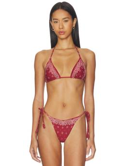 DEVON WINDSOR - Elis Women's Unpadded Tie-Up Halter Bikini Top Red