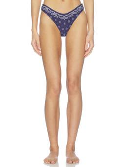 DEVON WINDSOR - Larissa Women's Paisley Print High-Cut Bikini Bottom Navy Blue