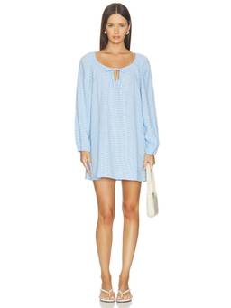 eberjey - Linen Blend Women's Front Tie Long Sleeve Nightdress Blue