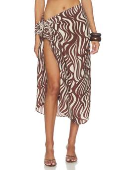 Enza Costa - Wave Print Women's Self-Tie Lightweight Sarong Brown