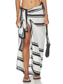 Favorite Daughter - Geo Print Women's Side Tie Cotton Swim Cover-Up White