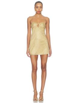 For Love & Lemons - Glitter Women's Crystal Sequin Adjustable Strap Nightdress Gold