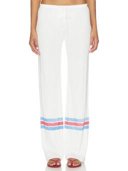 Frankies Bikinis - Class Act Women's Sheer Pointelle Drawstring Lounge Pant White