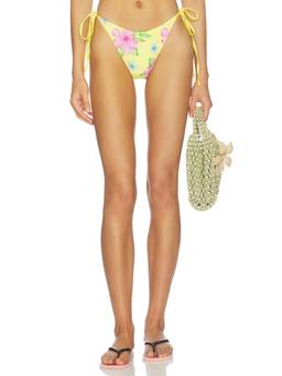 Frankies Bikinis - Soleil Satin Beaded Women's Tie-Up Bikini Bottom Yellow