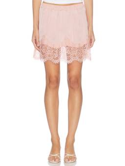Free People - Meet Me in The Middle Women's Lace Hem Satin Half Slip Pink