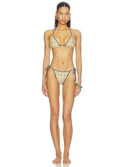 HANNE BLOCH - Reversible Women's Tie-Up Triangle Bikini Set Yellow
