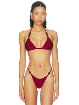 Kapri - Sienna Women's Beaded Halter Neck Bikini Top Maroon