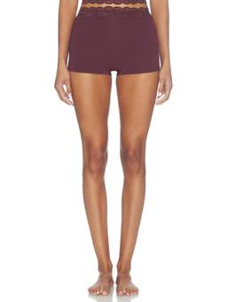 KAT THE LABEL - Hugo Women's Lace Trim Bamboo Blend Sleep Shorts Maroon