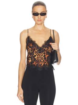 L'AGENCE - Kimber Women's Lace Trim Satin Cami Multi-Color