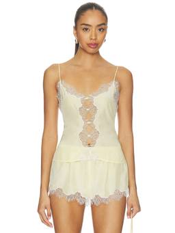 L'Academie - Rhea Women's Lace Detail Chiffon Cami Top Ivory