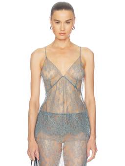 L'Academie - Lace Sheer Women's Lightweight Lace Camisole Blue