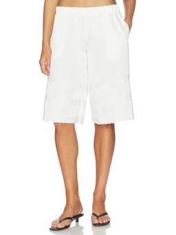 LIONESS - Paloma Women's Lace Trim Satin Sleep Shorts White