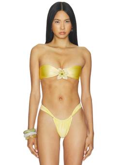 LOBA - Lucinda Women's Strapless Silicone Grip Bikini Top Yellow