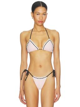 LPA - Lace Trim Women's Self-Tie Halter Bikini Top Pink