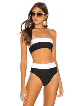 LPA - Antonia Women's Polka Dot High-Waist Bikini Bottom Black