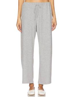 LESET - Barb Women's Lace Trim Satin Crop Pajama Pant White