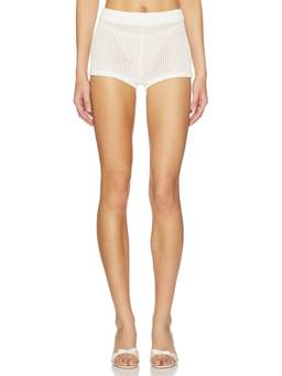 MAJORELLE - Fionina Pointelle Women's Sheer Crochet Elastic Waist Shorts White