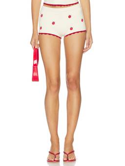 MAJORELLE - Emmile Women's Scalloped Hem Knit Sleep Shorts Off White