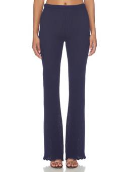 MAJORELLE - Lucassia Women's Sheer Textured Knit Pull-On Pant Navy Blue