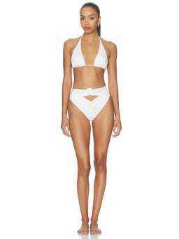 Maygel Coronel - Pica Women's Unpadded Halter Neck Bikini Set White