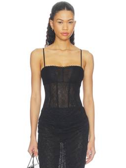 Mother of All - Annie Women's Sheer Lace Adjustable Strap Bodysuit Black