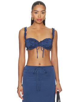MORE TO COME - Reese Women's Unpadded Ruffle Strap Bikini Top Blue