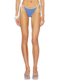 MORE TO COME - Women's Side Tie Striped Bikini Bottom Blue