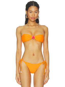 MORE TO COME - Abilene Women's Floral Accent Bandeau Bikini Top Orange