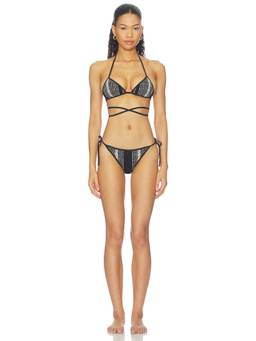 Missoni - Sequin Knit Women's Unpadded Halter Tie-Up Bikini Set Black