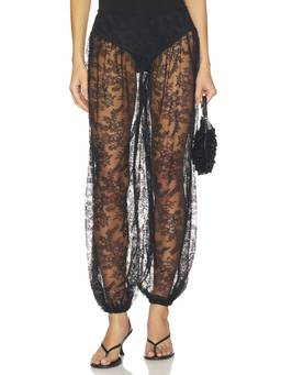 NBD - x Blake Evin Women's Sheer Lace Elastic Cuff Pajama Pants Black