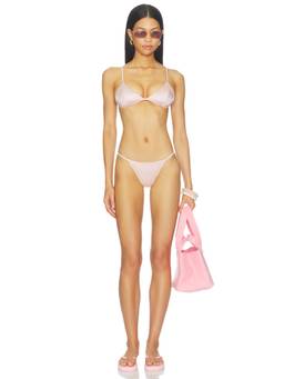 NIIHAI - Del Satin Women's Unpadded Adjustable Strap Bikini Set Pink