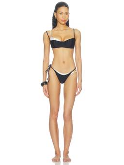 NIIHAI - Slip Out Women's Underwire Contrast Layered Bikini Set Black