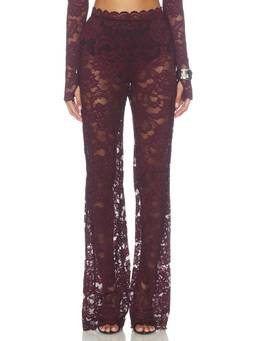Nookie - Delphine Lace Women's Scalloped Trim Pull-On Pants Burgundy