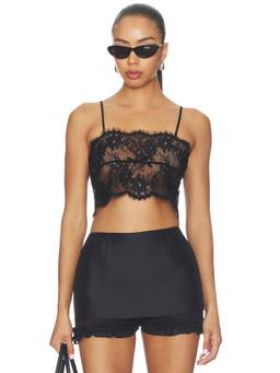 NONchalant Label - Sheer Lace Women's Adjustable Strap Crop Cami Black