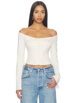Orseund Iris - Women's Off Shoulder Hook and Eye Bustier White