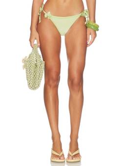 PatBO - Petal Women's 3D Floral Applique Side Tie Bikini Bottom Green