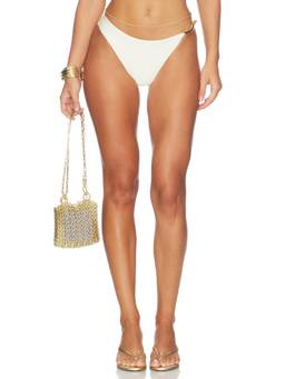 PatBO - Martina Buckle Women Gold Hardware Bikini Bottom White