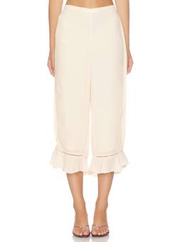 Posse - Plisse Women's Pintuck Trim Pull-On Pajama Pant Off White