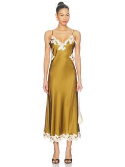 Ronny Kobo - Lalita Women's Lace Trim Adjustable Strap Nightdress Gold