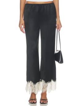Simon Miller - Nella Women's Satin Lace Trim Sleep Pant Black
