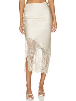 Smythe - Lace Trim Women's Charmeuse Slip Skirt Ivory