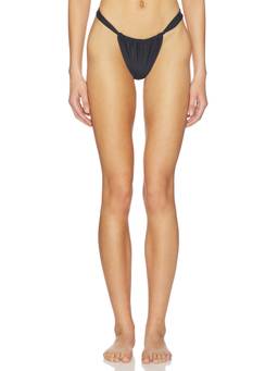 superdown - Lilijana Women's High Cut Ruched Bikini Bottom Black