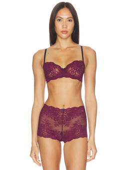 Skarlett Blue - Captivate Women's Multiway Underwired Lace Balconette Bra Burgundy