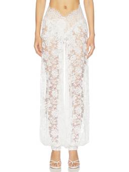 The Dolls House - Libbi Women's Semi-Sheer Lace Trouser White