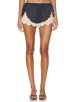 Tularosa - Silk Women's Lace Trim Satin Sleep Shorts Black