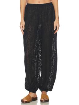 Tularosa - Dasha Women's Sheer Lace Elastic Waist Pajama Black