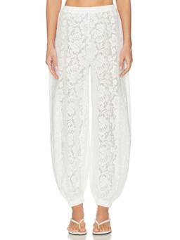 Tularosa - Dasha Women's Sheer Lace Elastic Waist Pajama White