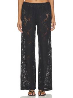 Tularosa - Guipure Lace Women's Sheer Elastic Waist Pajama Pant Black