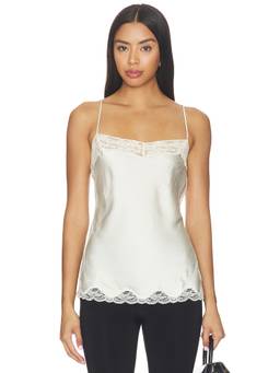 Tularosa - Charlie Women's Lace Trim Satin Cami Top White