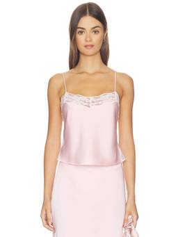 Tularosa - Claire Women's Lace Trim Satin Cami Top Pink
